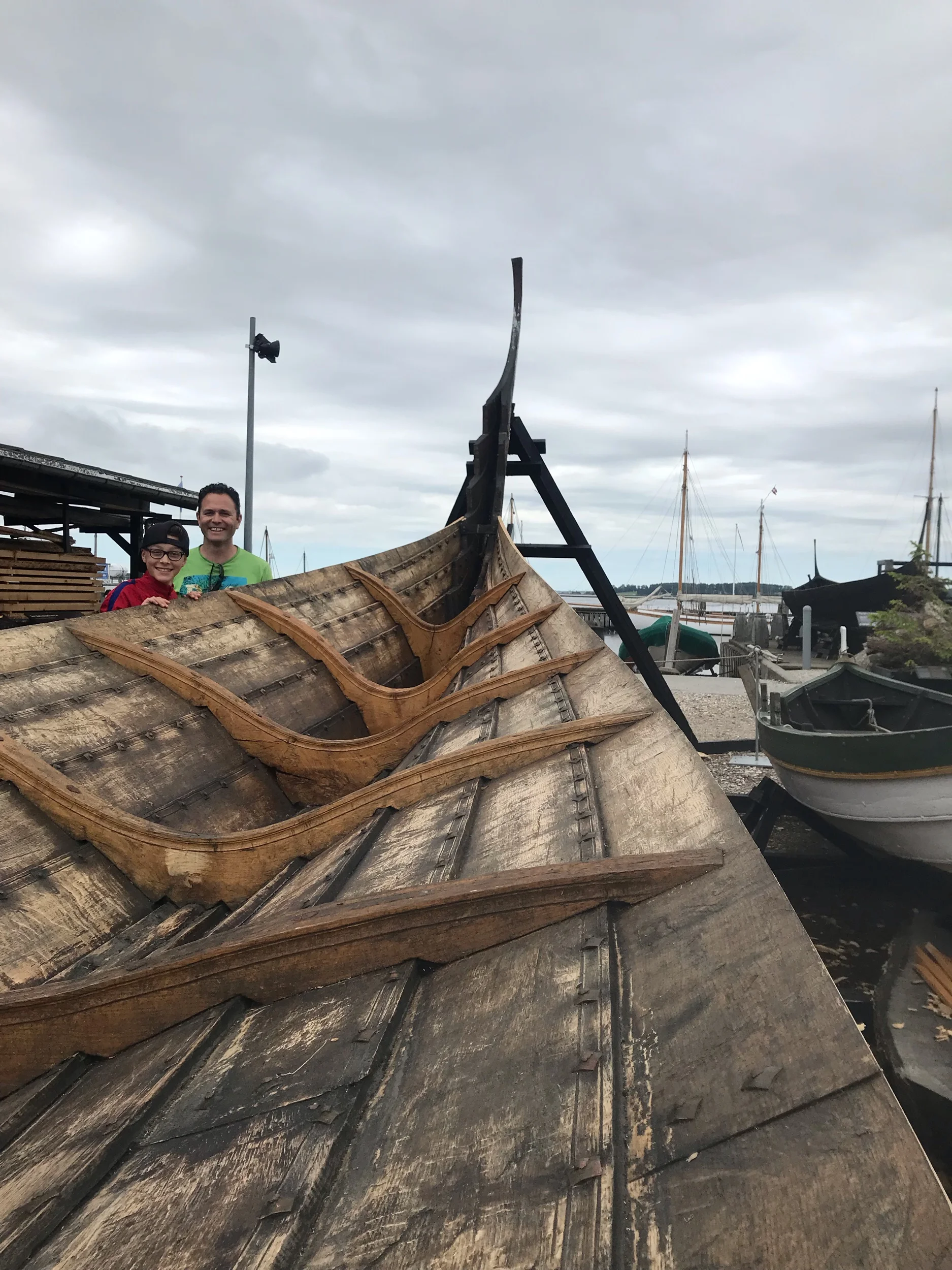 My dad and I with a replica of one of the original Viking ships
