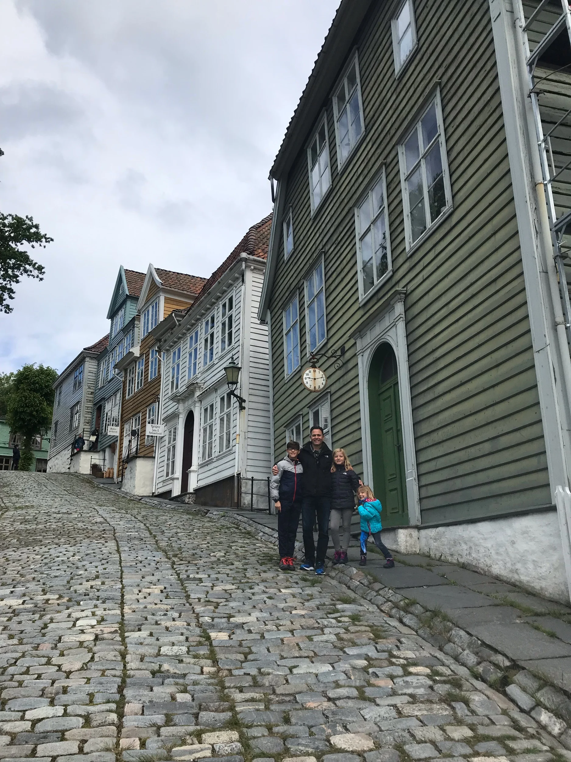 Staying at an Airbnb in the cute cobbled street homes in Bergen.