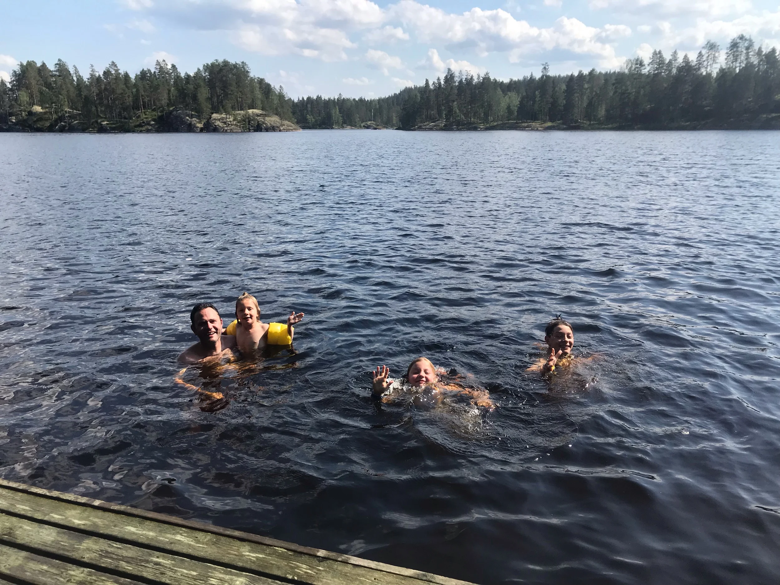 Cold lake water splunge after the sauna….
