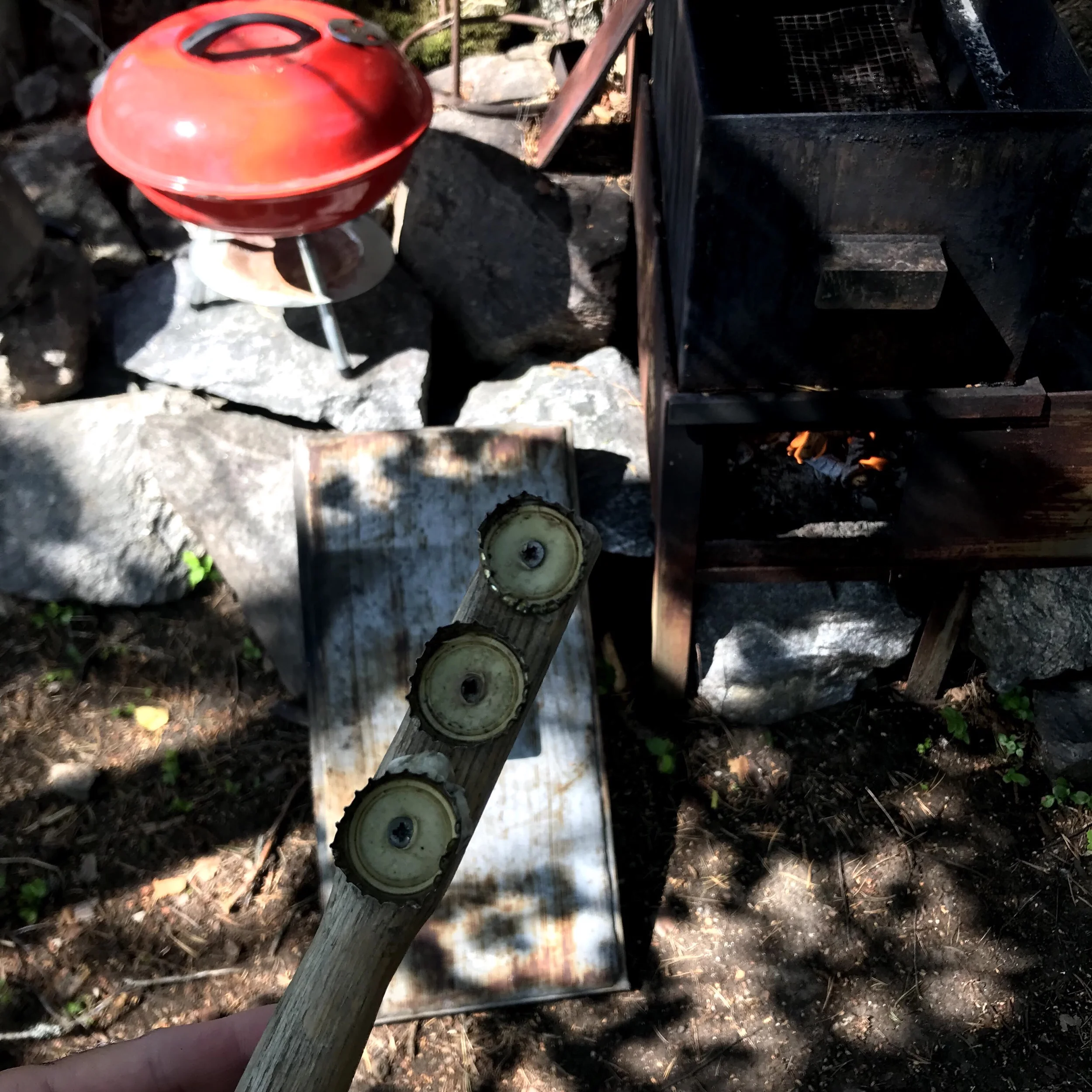 The descaler and the smoker in the back (and also a normal grill)
