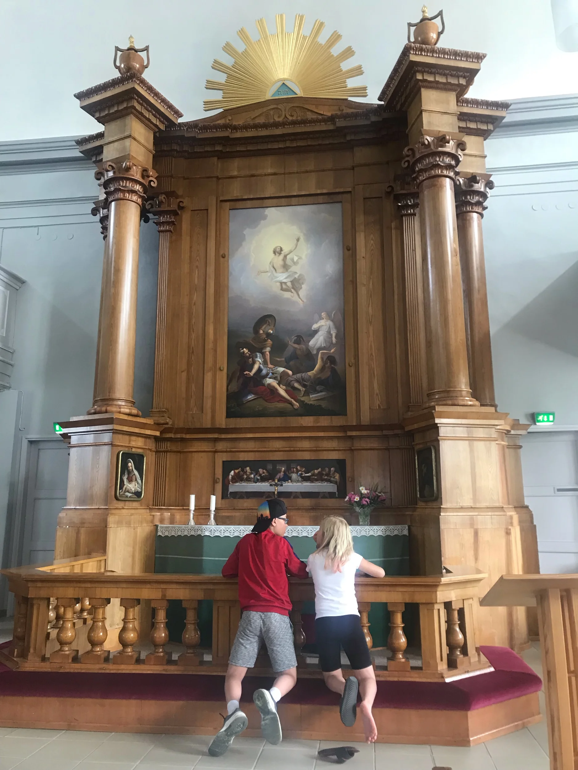 Talking about the last supper in a church in Hamina, Finland