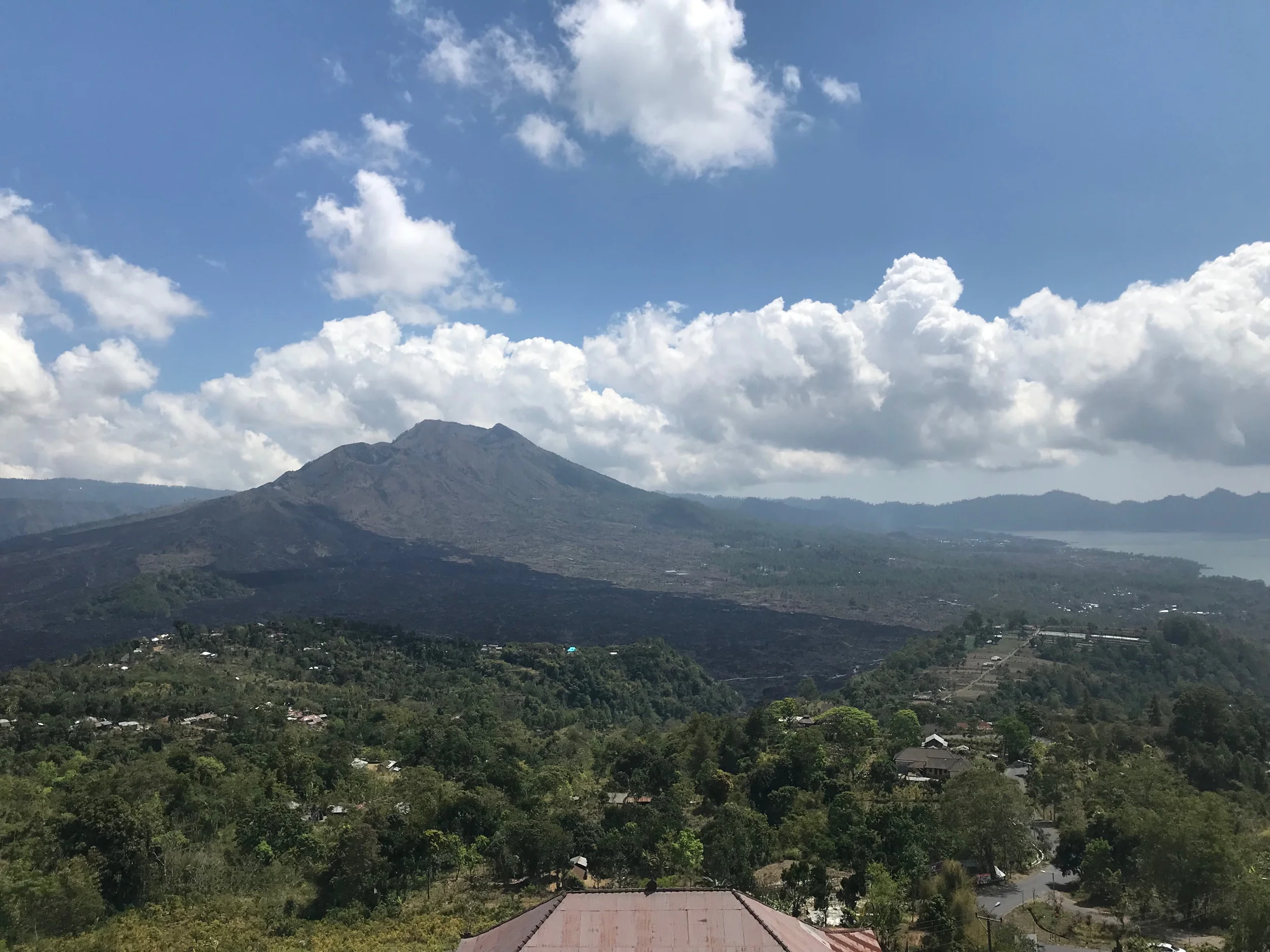 Here is Mount Batur. as you can see below the volcano there is a blackened land