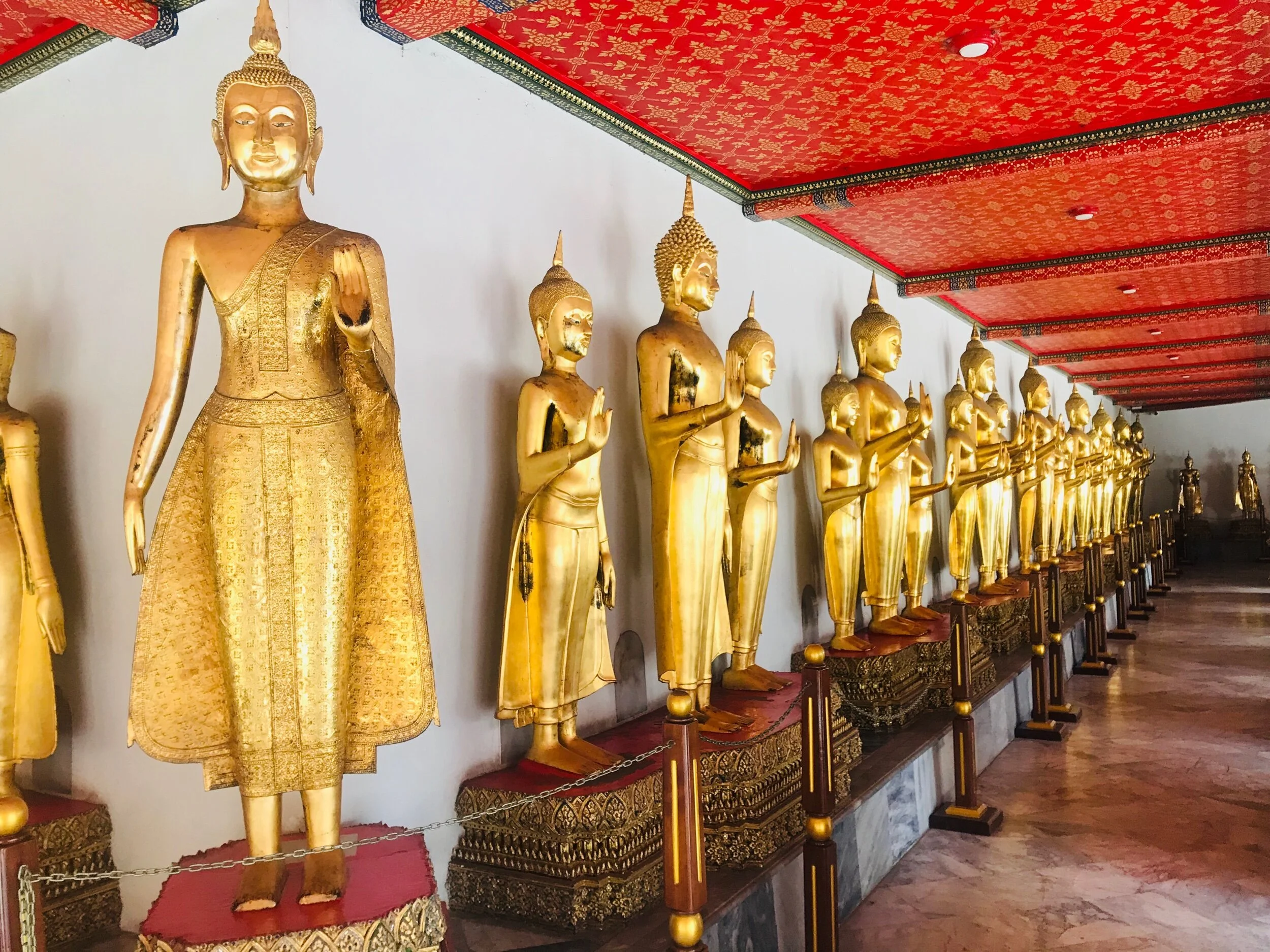 This is a picture of some of the Buddha’s in a corridor that winds its way around the property of Wat Pho.