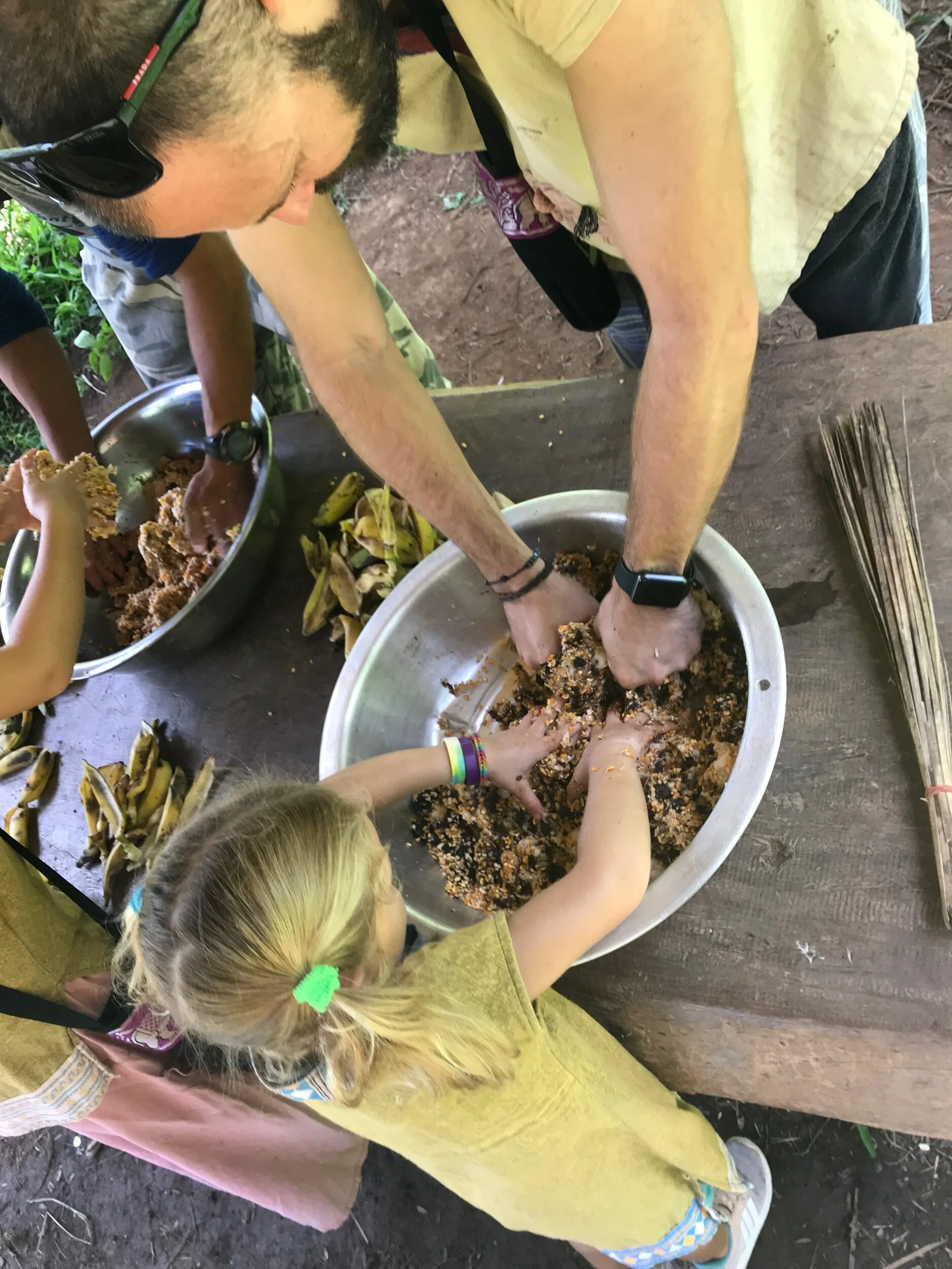 Preparing their snacks/vitamins