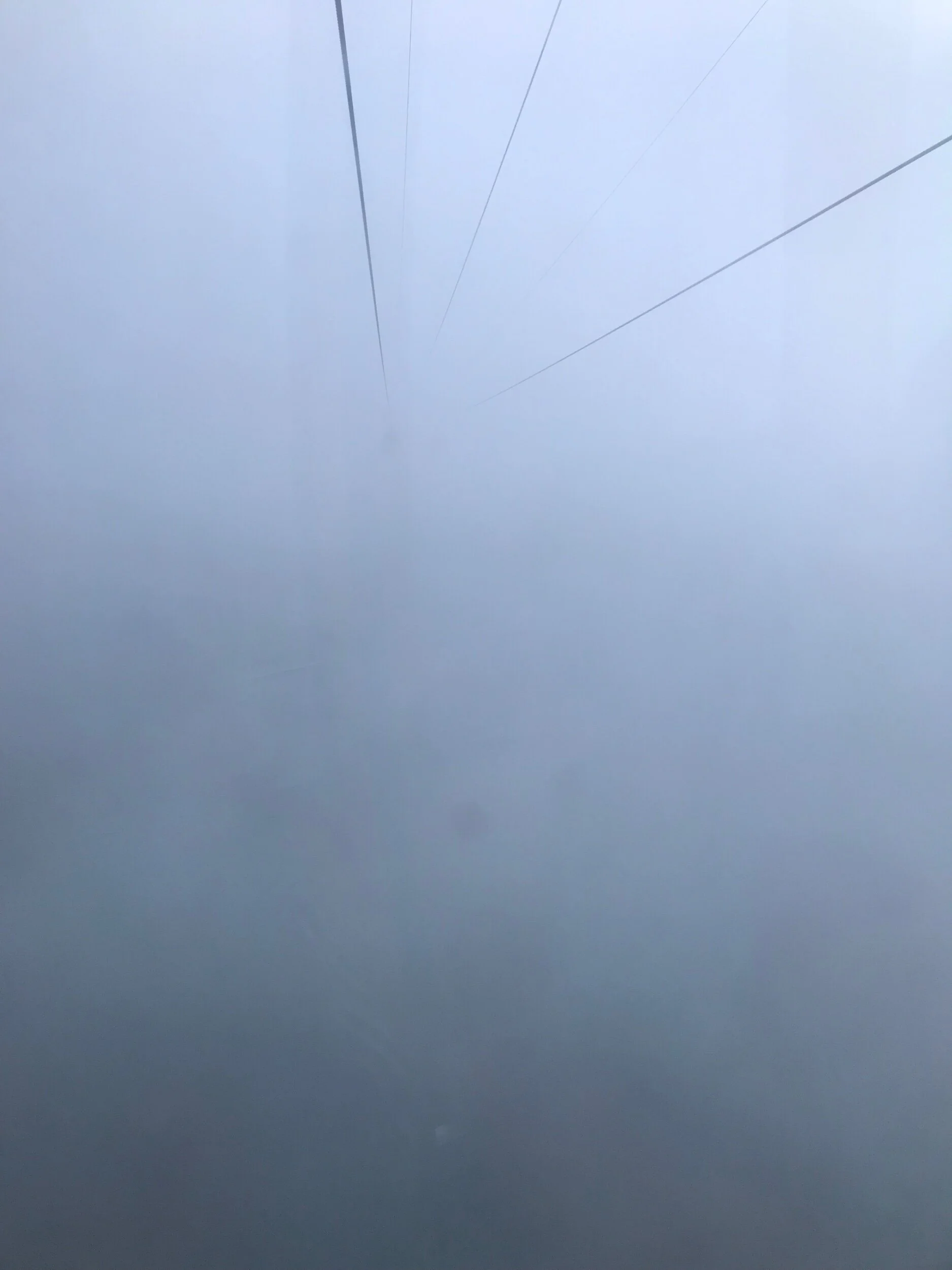 This is us inside of the cable car when we where going up!! It was very foggy.