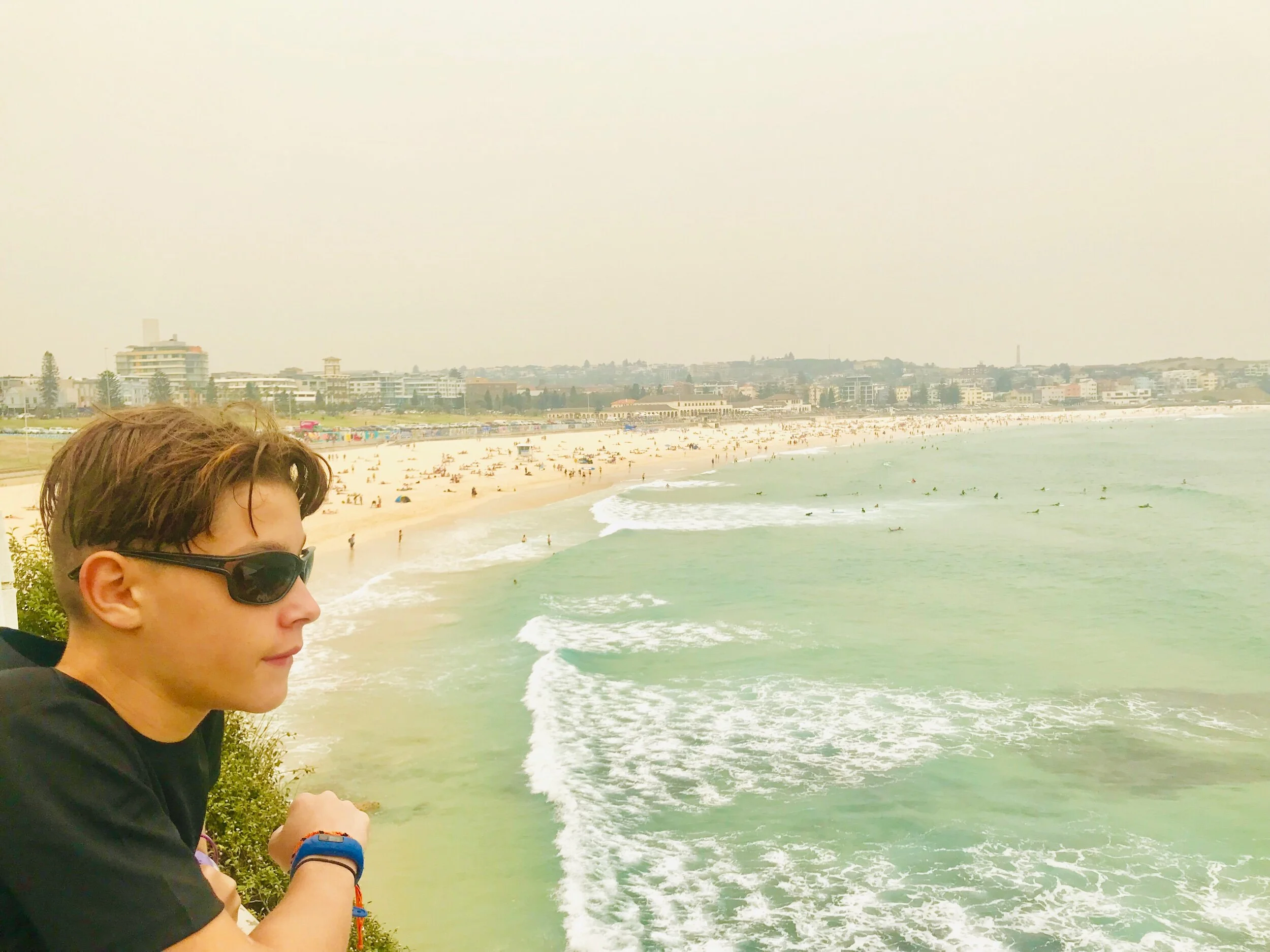 This is Bondi beach with all the surfers in the back