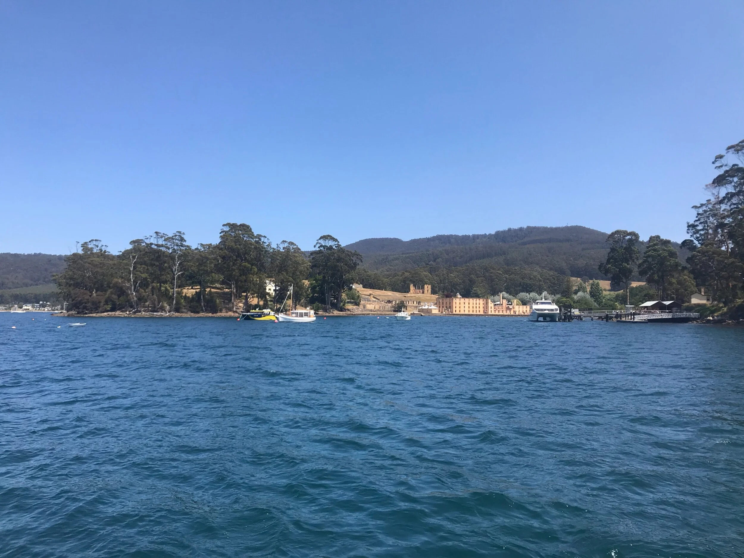 This is the view of Port Arthur from a ferry.