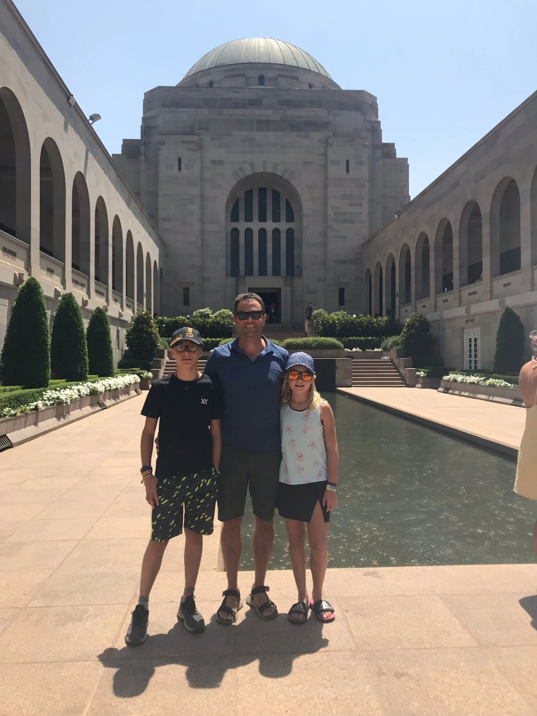 Behind us is the dome of the Australian War Memorial