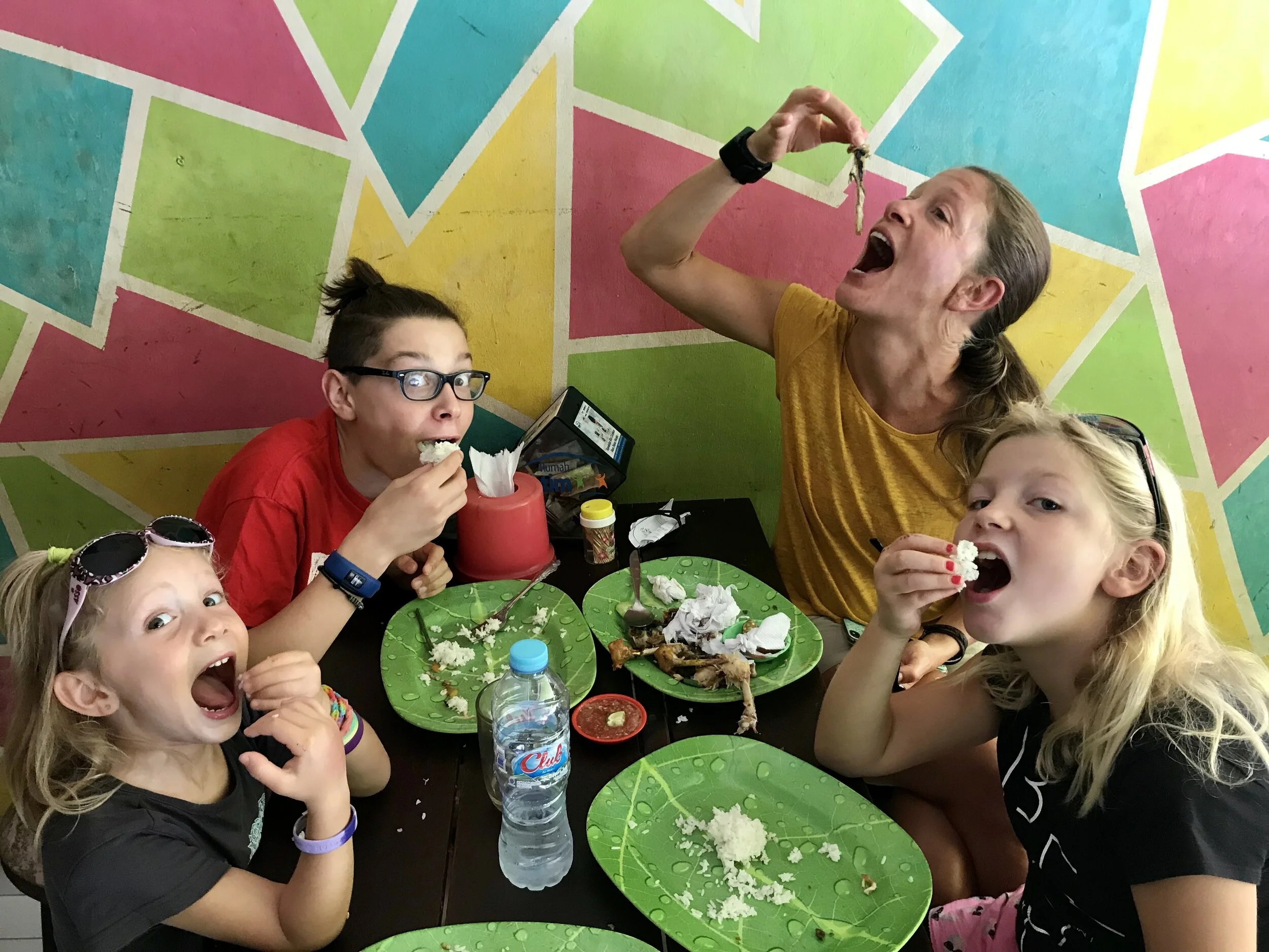 Having a fun meal together!