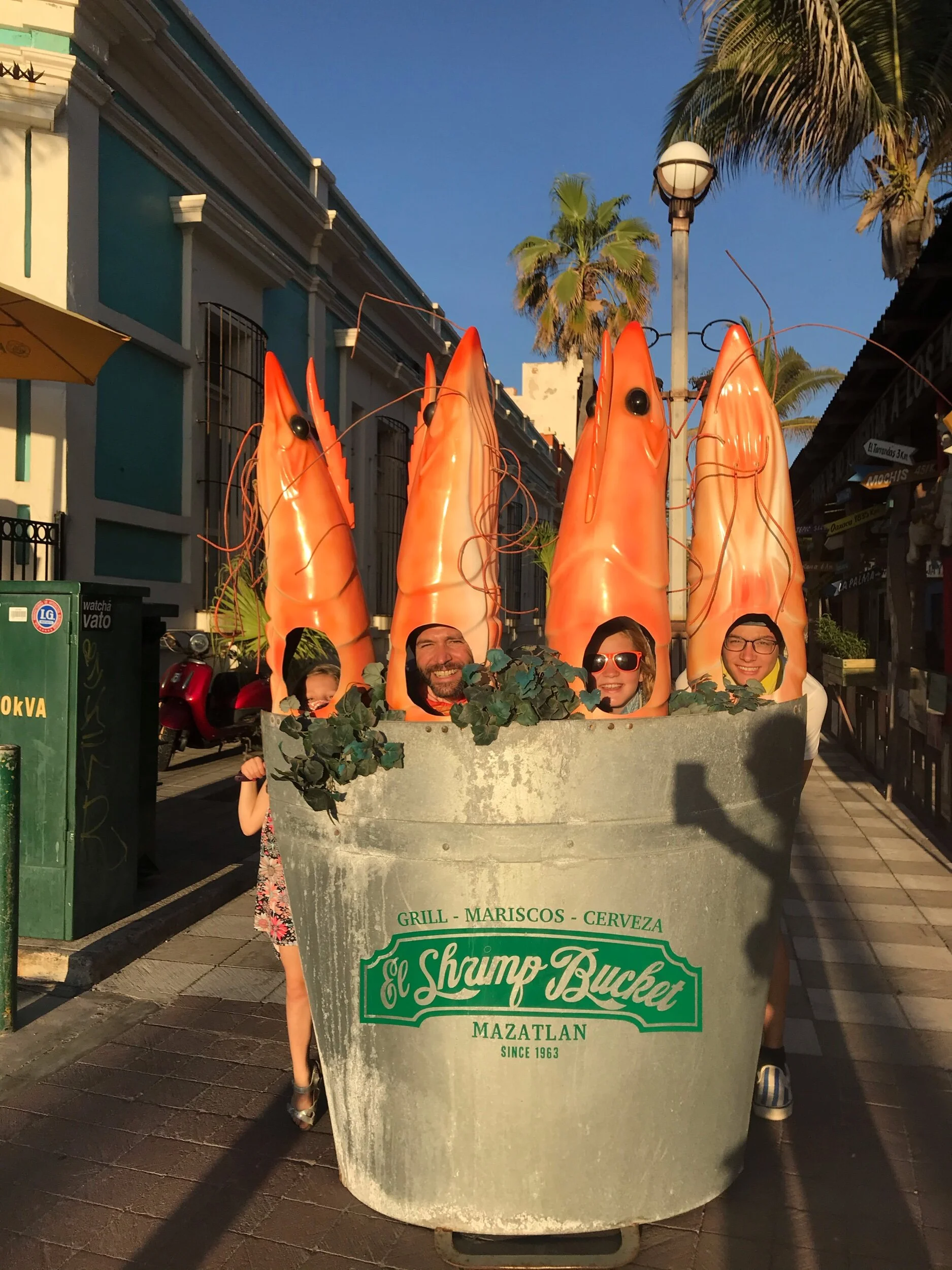 One of the restaurants near Playa Olas Altas, El Shrimp Bucket!