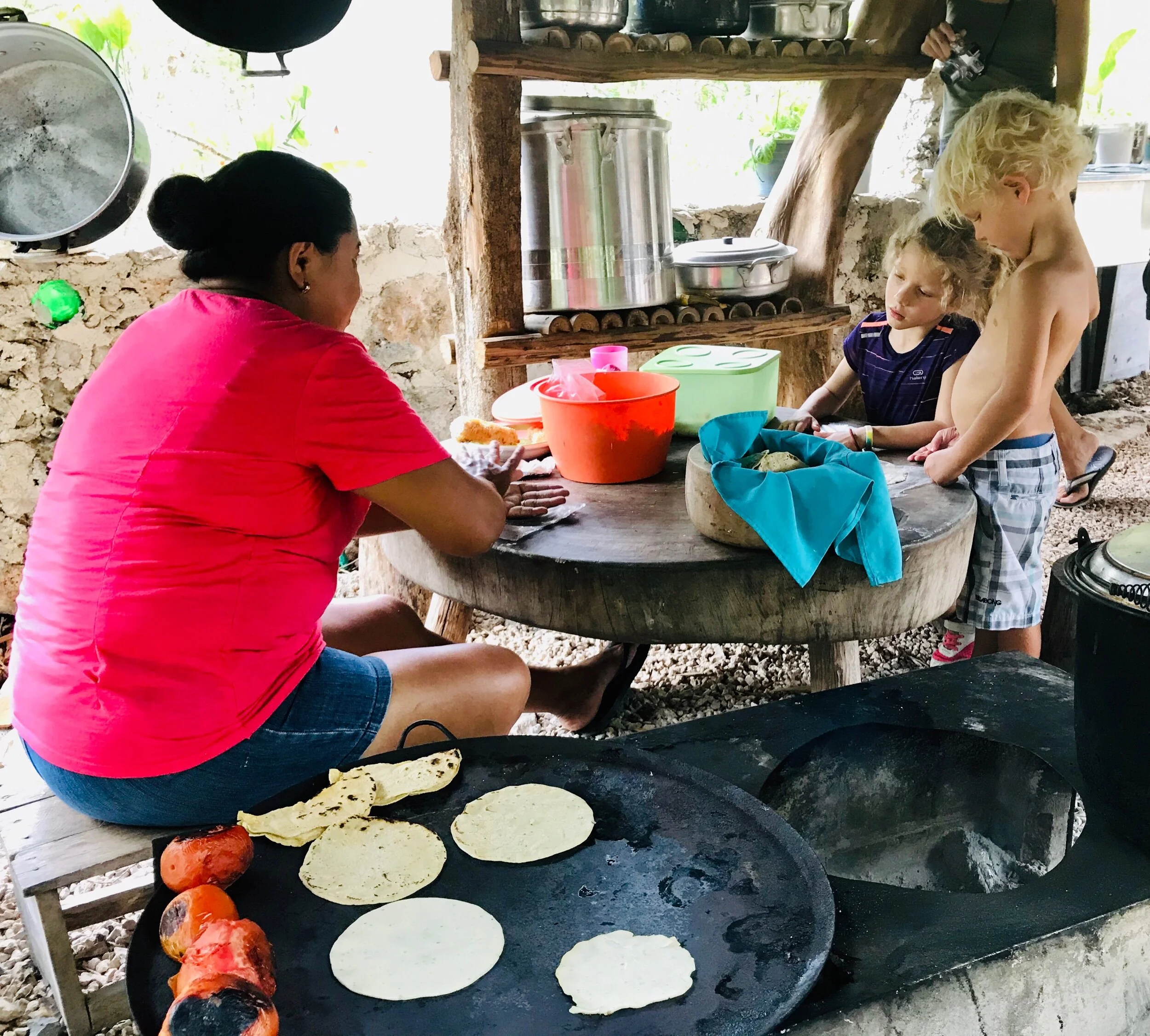 Learning how to make handmade tortillas. They are SO delicious!