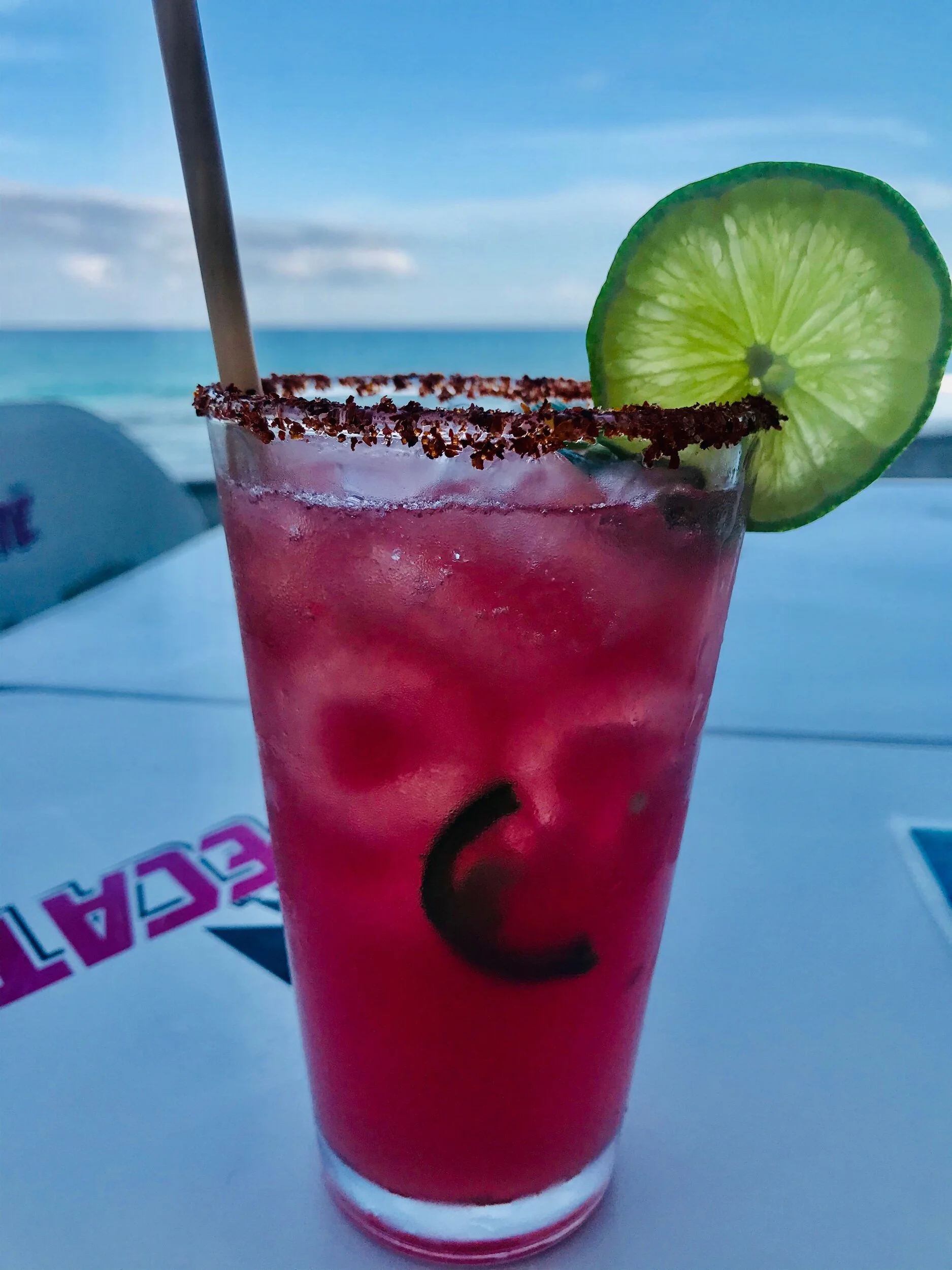 My mom’ s watermelon jalapeño margarita at the Tiny Gecko